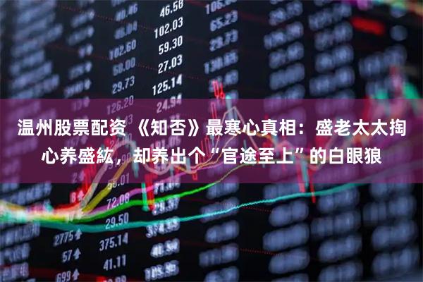 温州股票配资 《知否》最寒心真相：盛老太太掏心养盛紘，却养出个“官途至上”的白眼狼